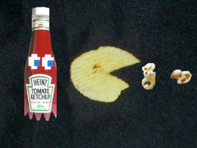 Pac Man chip vs Heinz Ghost