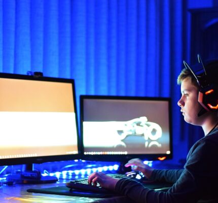 Child playing on a computer